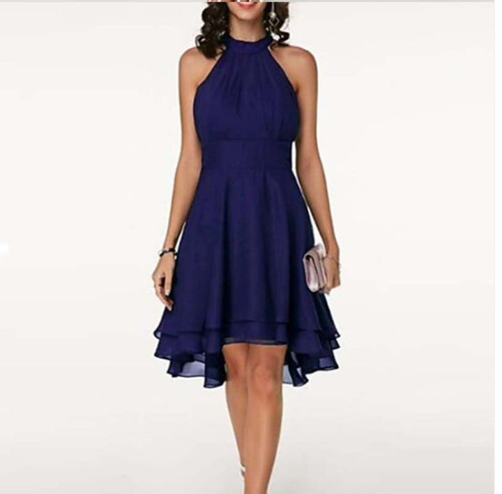 Vintello Damen-Abendkleid: Elegantes Cocktailkleid mit Neckholder und modischem Stufenrock für festliche Feste.
