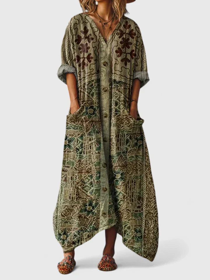 Boho-Chic Urlaubskleid für Damen, leicht & luftig, ideal als Strandkleid oder für warme Tage.