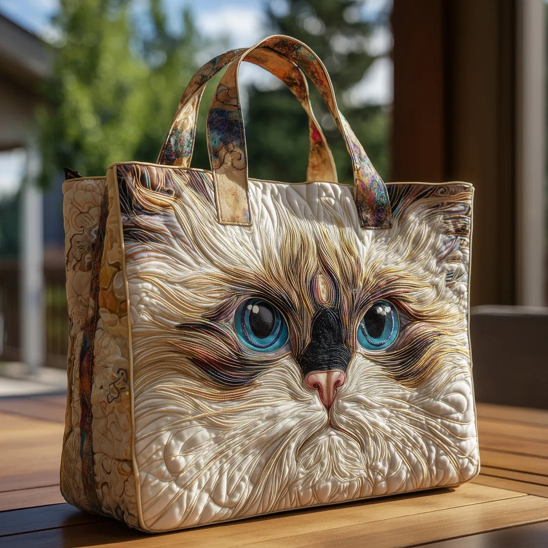 Handgefertigte Damen Handtasche mit verspieltem Katzenmotiv, ideal für den Alltag. Einzigartige Stofftasche für Tierliebhaber.