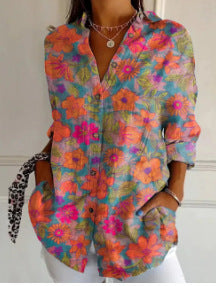 Damen Bluse mit Knopfleiste, Langarm, in bequemer Passform, mit ansprechendem Print.