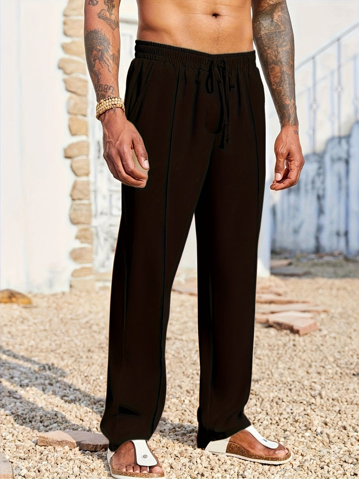 Dunkelblaue Herren Freizeithose, gerader Schnitt, knitterfrei, knöchellang. Modern, bequem & stilvoll.