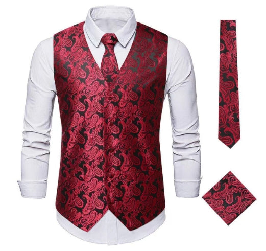 Herren Trachtenweste Franco, bronziert, mit elegantem Paisley-Muster für festliche Anlässe.