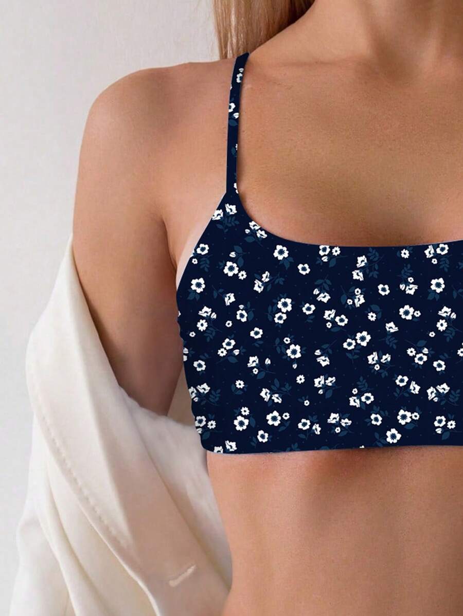Floraler Damen High Waist Bikini, zweiteilig, bügellos. Komfortable Bademode für Pool & Strand.
