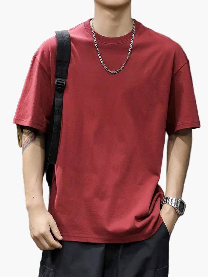 Schlichtes unifarbenes Herren T-Shirt mit Rundhals, vielseitiges Basic für Männer.