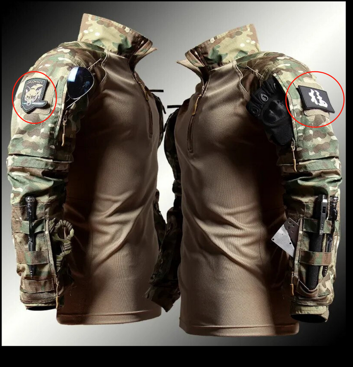 Herren Airsoft & Paintball Set: Atmungsaktives Longsleeve & Cargo-Hose mit Knieschutz. Schwarz.