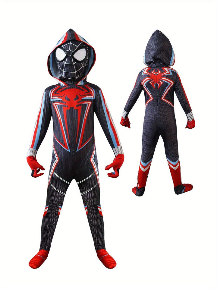 Kind fliegt förmlich im dynamischen Superhelden Kostüm. Das perfekte Outfit für Fasching, Halloween & Partys.