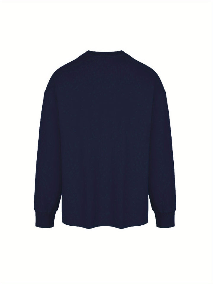 Bequemes Herren Langarmshirt, Rundhalsausschnitt, mit trendigem Palmen-Streifen-Design.
