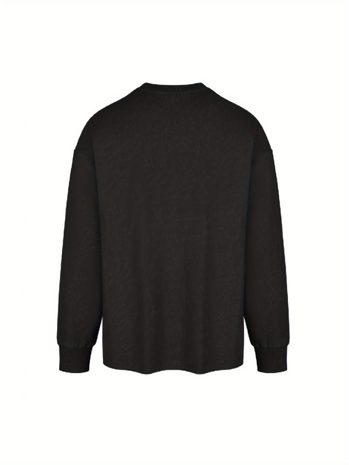 Stilvolles Herren Langarmshirt mit Palmenmotiv auf Streifen, casual und modern.