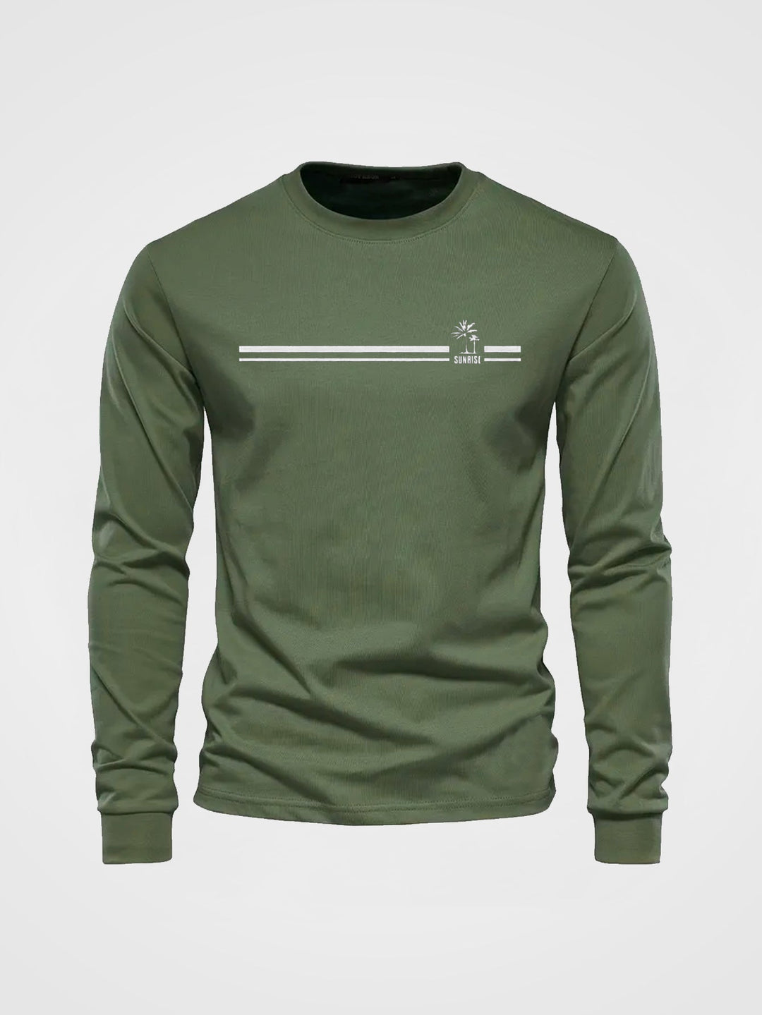 Trendiges Herrenshirt, langärmlig, mit auffälligem Palmen-Print, Rundhalsausschnitt, bequem.