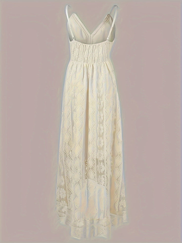 Langes Damen Sommerkleid, Boho Maxikleid mit V-Ausschnitt, zarten Details & elegantem Fall.