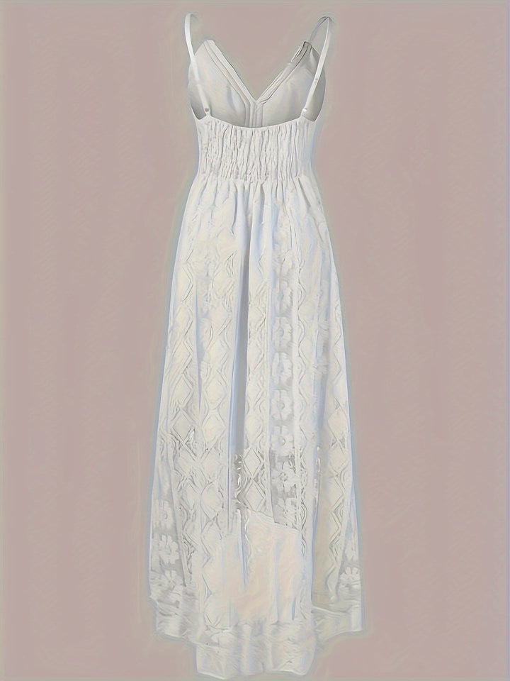 Romantisches Boho Damenkleid, Maxikleid mit V-Ausschnitt & Stickerei. Perfekt für festliche Anlässe.