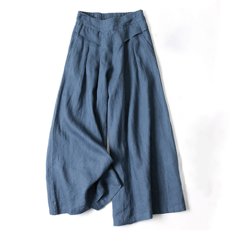 Stilvolle Damen Freizeithose mit weitem Bein, hoher Taille und praktischen Seitentaschen. Unifarben.