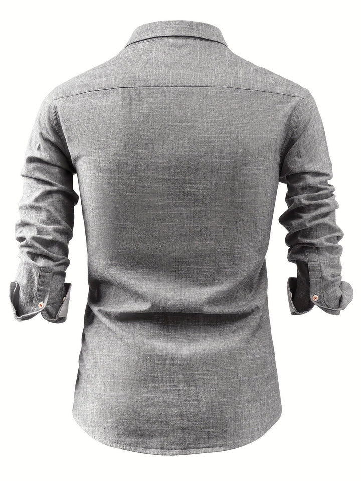 Hochwertiges Herren Langarmhemd mit Brusttasche. Zeitloser Stil für Büro, Freizeit oder besondere Anlässe.