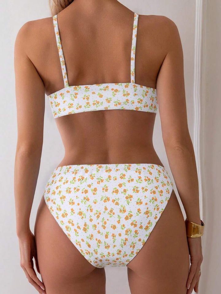 Sommer-Bikini High Waist Damen, floral, bügellos & dehnbar. Für unbeschwerten Badespaß.