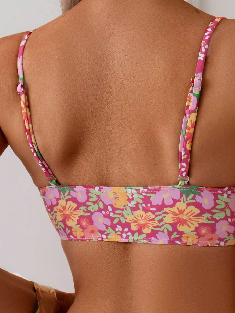 High Waist Bikini Damen, floral, bügellos. Dein stilvoller Zweiteiler für Pool & Strand.
