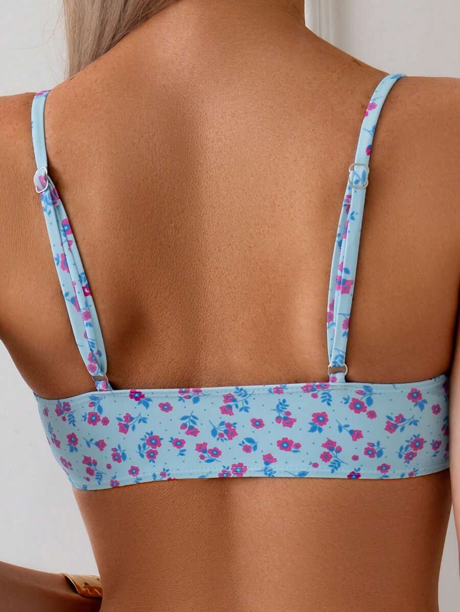 High Waist Bikini Damen, floral, bügellos & elastisch. Bequemer Zweiteiler für Badenixen.
