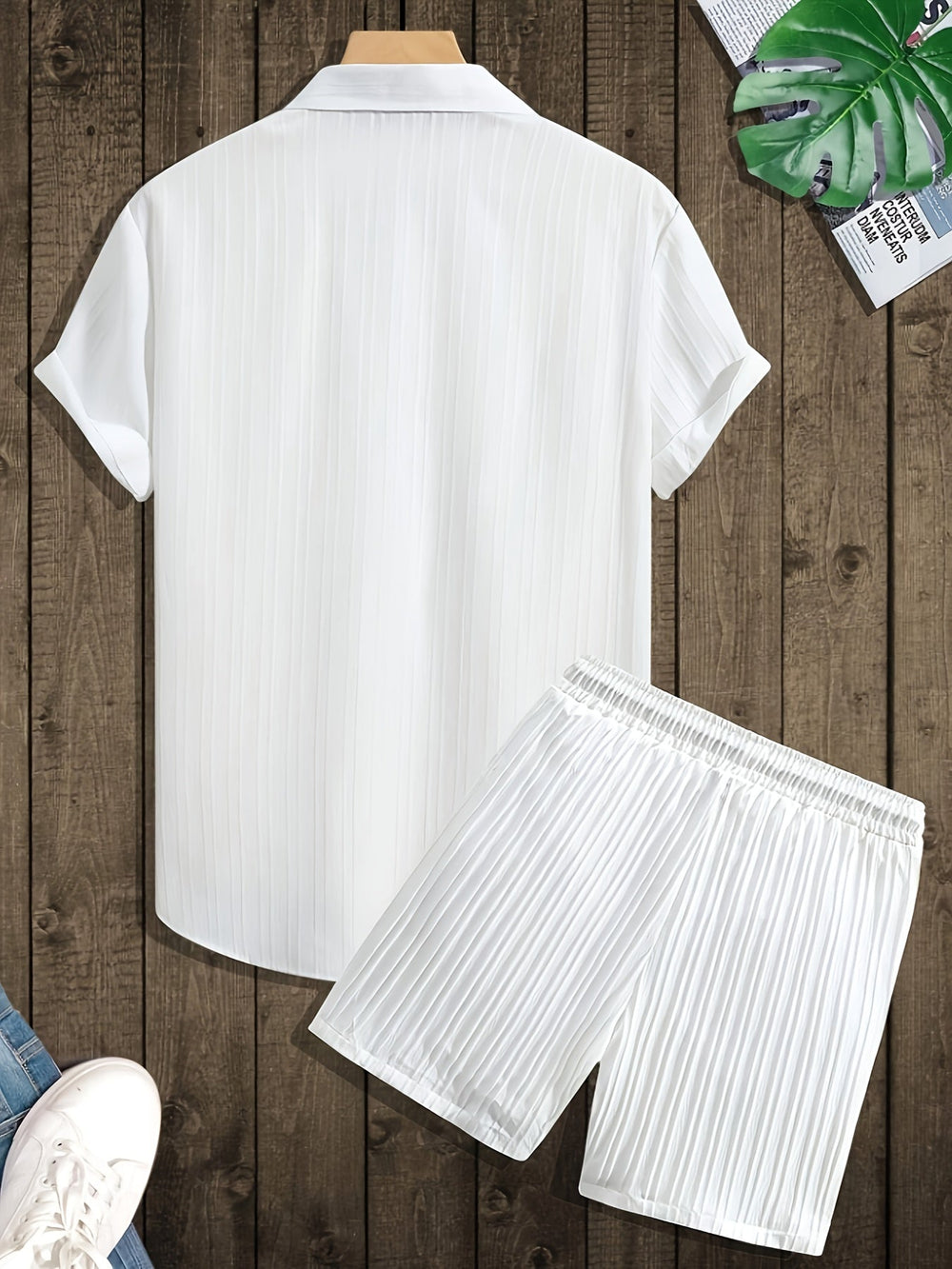 Bequemes Herren Kurzarmhemd aus dem Sommer Freizeit Set, ideal für warme Tage & lässige Looks.