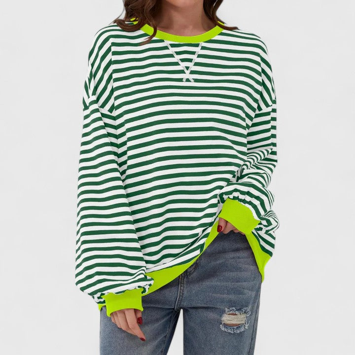 Bequemer Damenpullover mit Streifenmuster; ideal für Übergang & kühle Tage; stilvoll & warm.