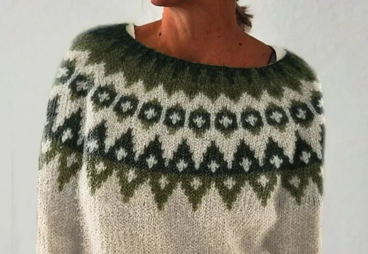 Eleganter Khaki Damen Pullover mit langen Ärmeln aus Feinstrick, perfekt für Komfort & Stil.