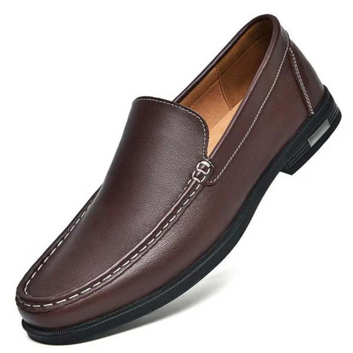 Stilvolle graue Herren Loafer aus echtem Leder, italienisches Design, ideal für Büro und Freizeit.