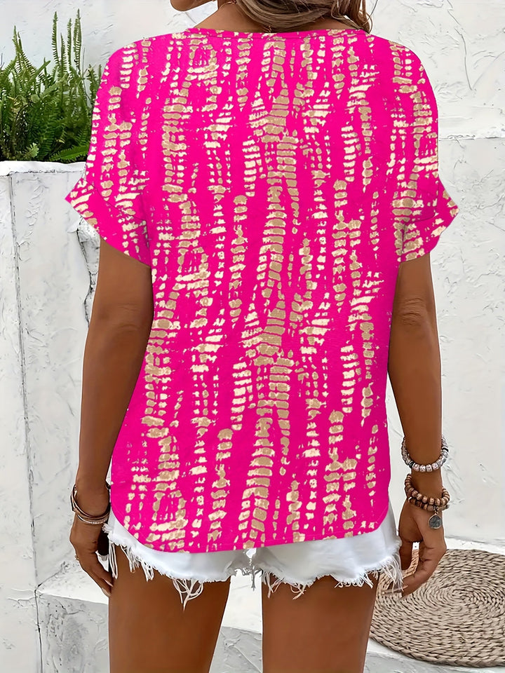 Business Casual Damen Bluse, kurzärmlig, mit modernem Allover-Print.
