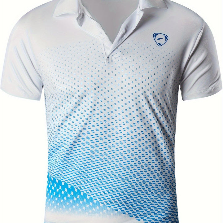 Herren Golf Polohemd mit grafischem Design, kurzärmelig, für Komfort und Stil auf dem Platz.