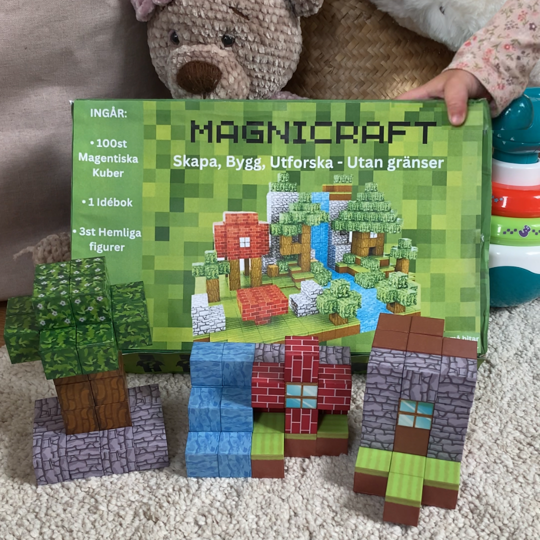 Buntes magnetisches Bauset Buildix für Kinder, inklusive vieler Magnetbausteine zum kreativen Bauen & Spielen.