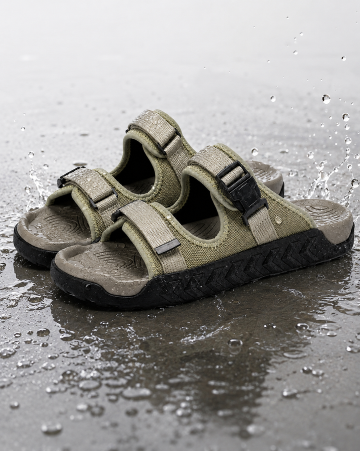 Sportliche Herren Freizeitschuhe: moderne Outdoor Sandalen mit dicker Sohle & verstellbaren Klettverschlüssen.
