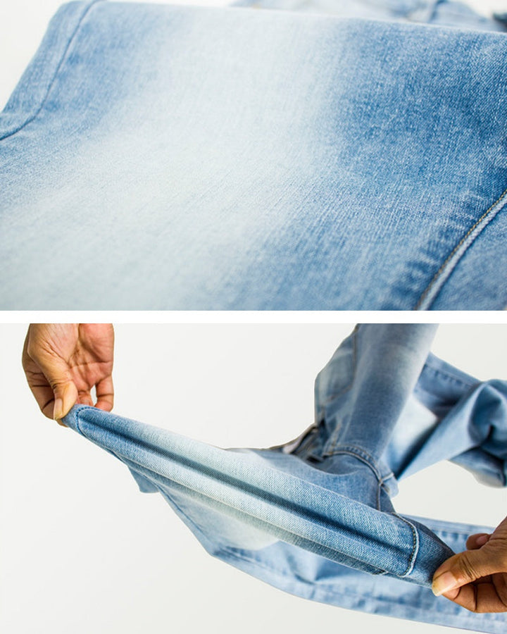 Damen High Waist Skinny Jeans in tiefem Blau, formt die Figur, angenehmer Stretch-Komfort.