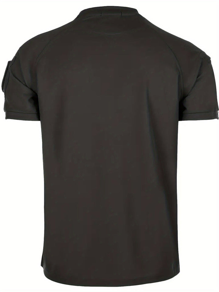 Herren Kurzarm T-Shirt, taktisch, mit Schultertaschen. Robustes Funktionsshirt für Outdoor & Einsatz.