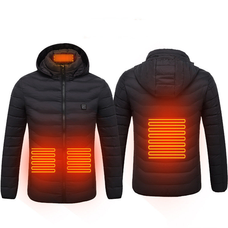 Robuste, beheizbare Herren-Winterjacke mit Kapuze. Hochwertiges Material für extreme Kälte.