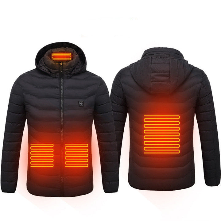 Robuste, beheizbare Herren-Winterjacke mit Kapuze. Hochwertiges Material für extreme Kälte.