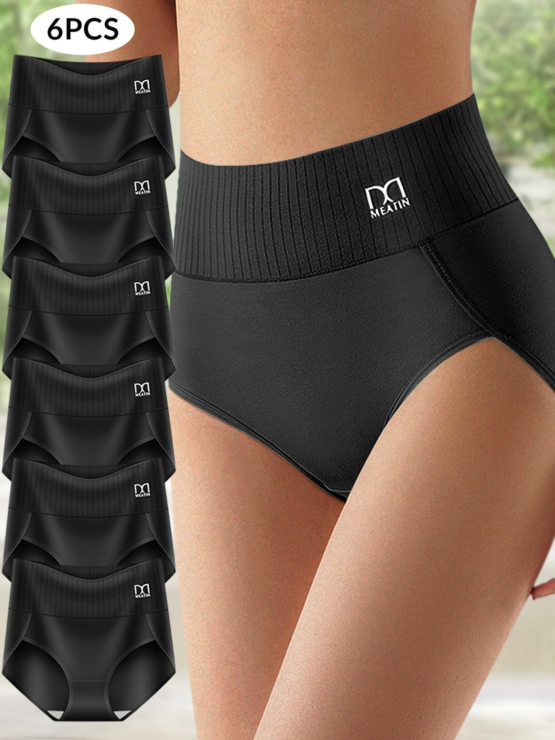 Komfortable Damen Unterwäsche 6er-Pack, hohe Taille und Bauchstütze. Atmungsaktiver, nahtloser Slip für Alltag.