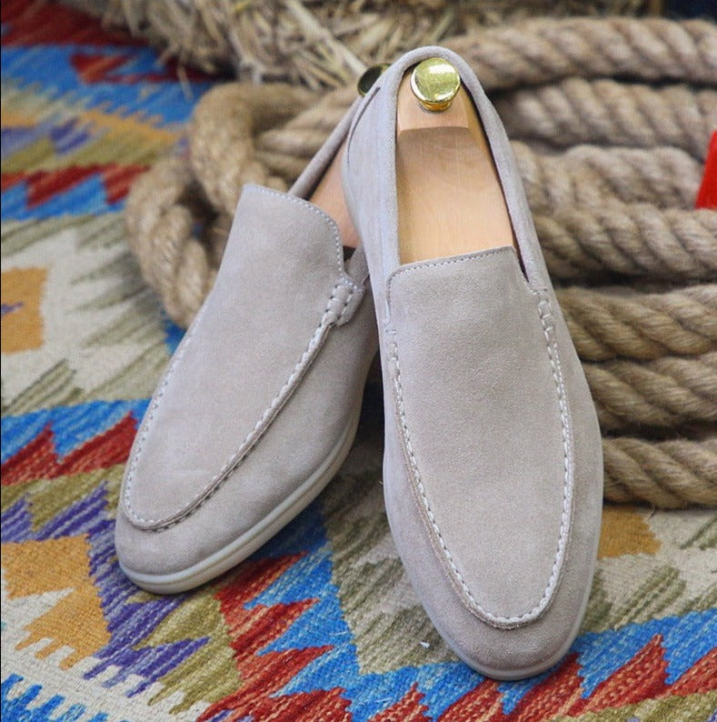 Hochwertige Herren Freizeitschuhe: Blaue Slipper Loafer, bequem und stilvoll.