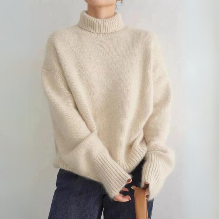 Eleganter, warmer Damen Rollkragenpullover aus Strick. Ideal für Winter, Büro & Freizeit.