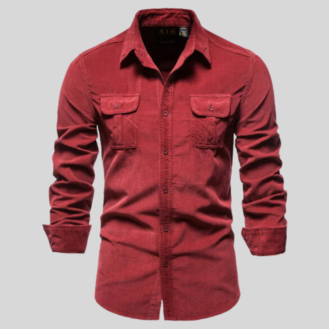 Vielseitiges Herren Langarm Cordhemd, ideal für Herbst- & Wintermode, Freizeit- & Business-Outfits.