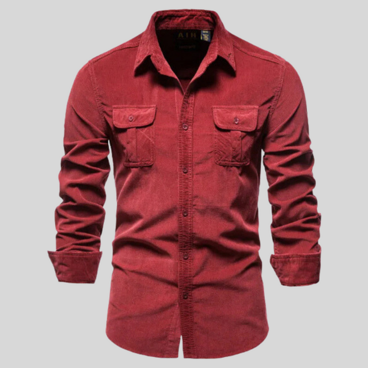 Vielseitiges Herren Langarm Cordhemd, ideal für Herbst- & Wintermode, Freizeit- & Business-Outfits.