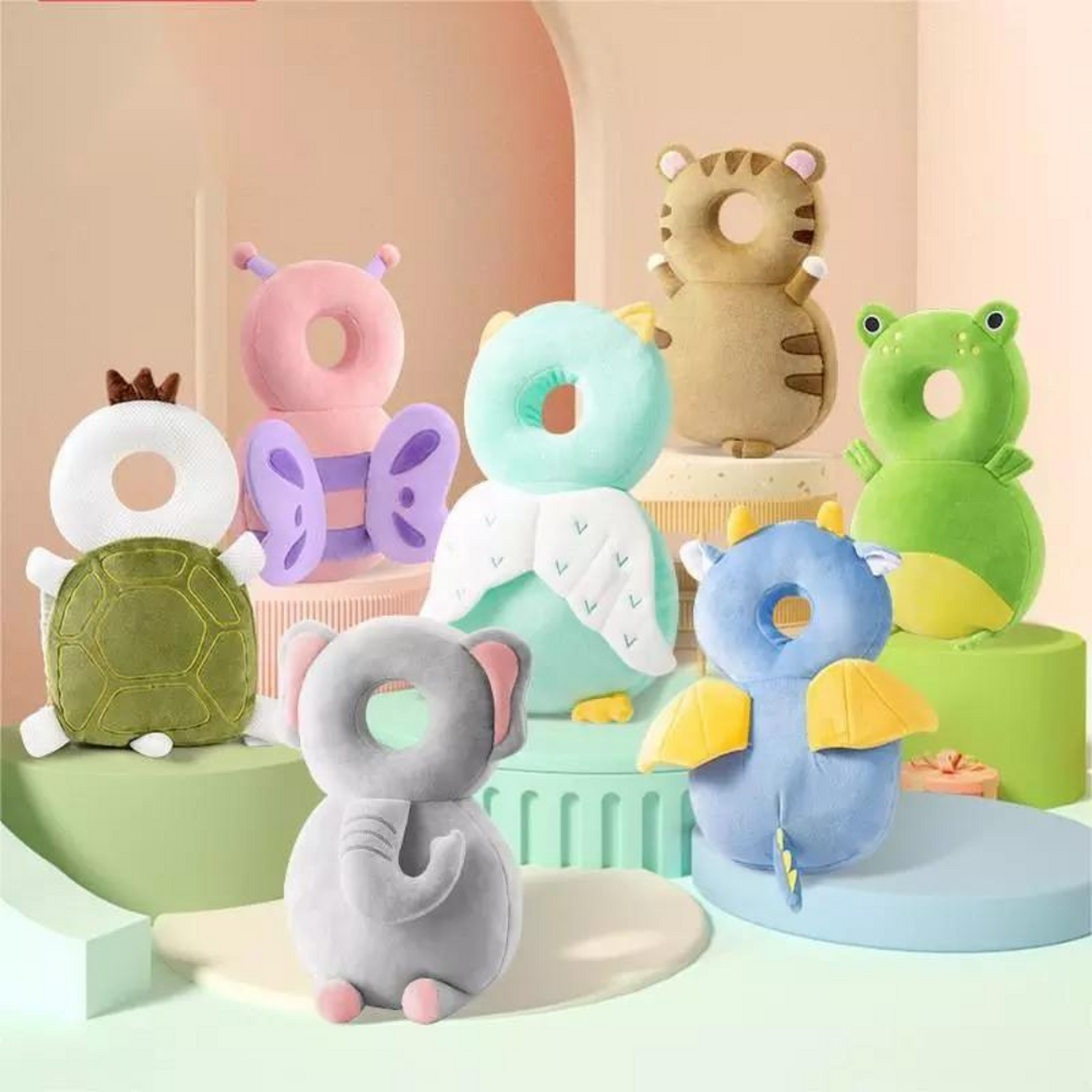 Weiches Babyschutzkissen in Bärenform. Optimaler Kopfschutz für sicheres Krabbeln & erste Schritte. Sturzprävention.