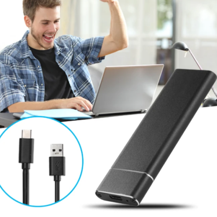 Aluminium Externe Festplatte 1TB für sicheren Datenspeicher. High-Speed USB-C digitales Zubehör.