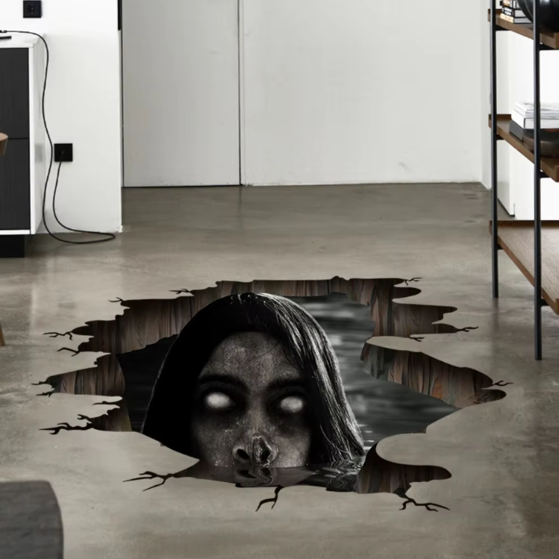 Saisonale 3D Halloween Aufkleber mit Horror-Motiven. Verwandle dein Zuhause in ein Spukschloss mit gruseliger Deko.