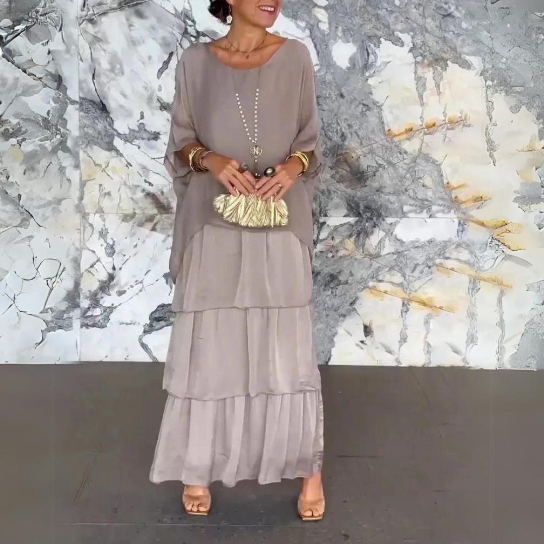 Elegantes, fließendes Damen Maxikleid, bodenlang. Perfekt für festliche Anlässe, Sommer & Hochzeiten.