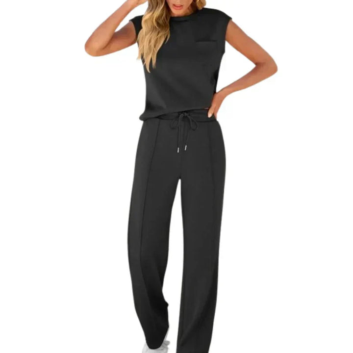 Damen ärmelloses Zweiteiler Set, elegant und bequem, perfekt für Freizeit & Sommer-Outfit.