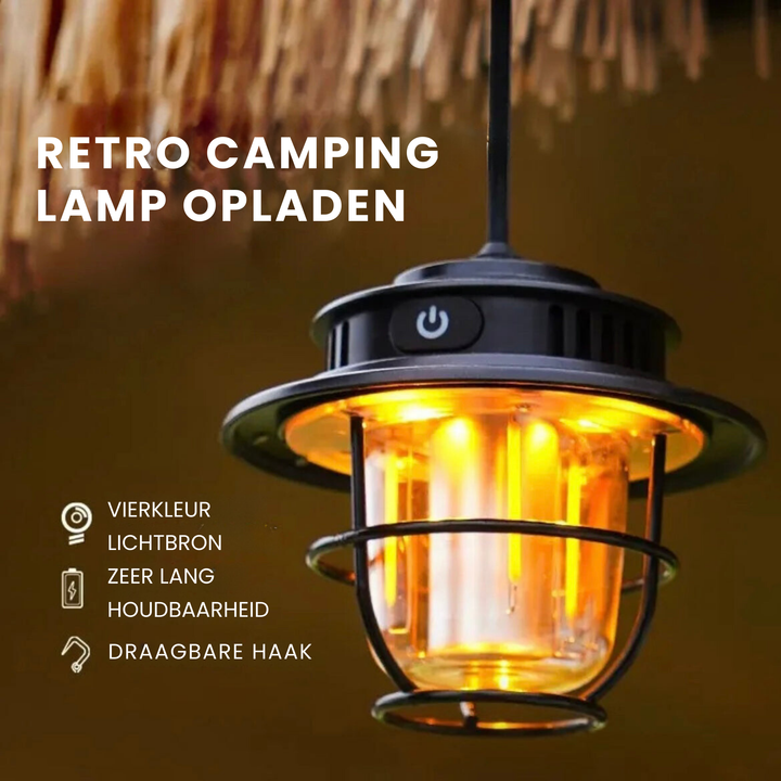 Stilvolle Vintage LED Campinglampe, tragbar für Outdoor, Garten & Camping, mit dimmbarem Licht.