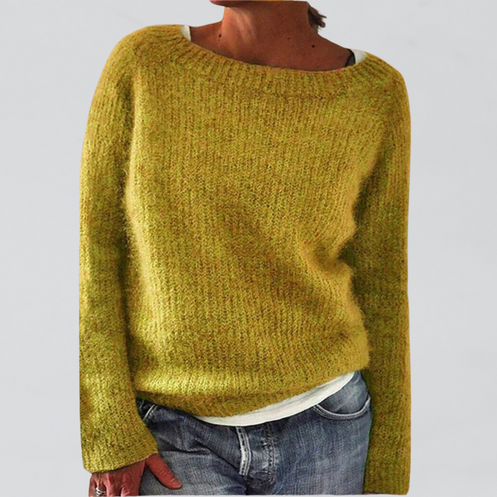 Eleganter Damen Strickpullover, perfekt als vielseitiges Oberteil für Herbst & Wintermode, betont Komfort & Stil.