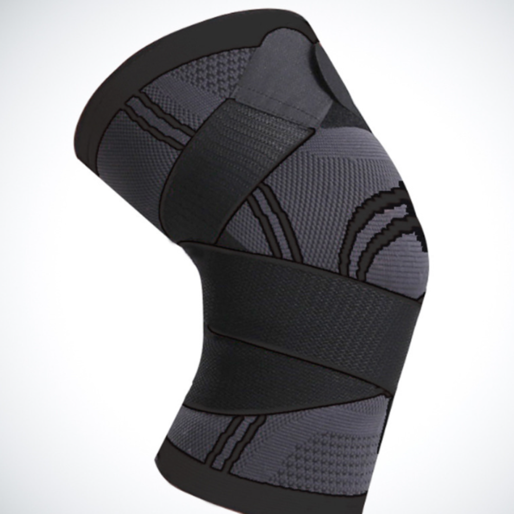 Kompressions-Kniebandage in Schwarz. Ideal zur Verletzungsprävention & Unterstützung des Kniegelenks bei Sport & Fitness.