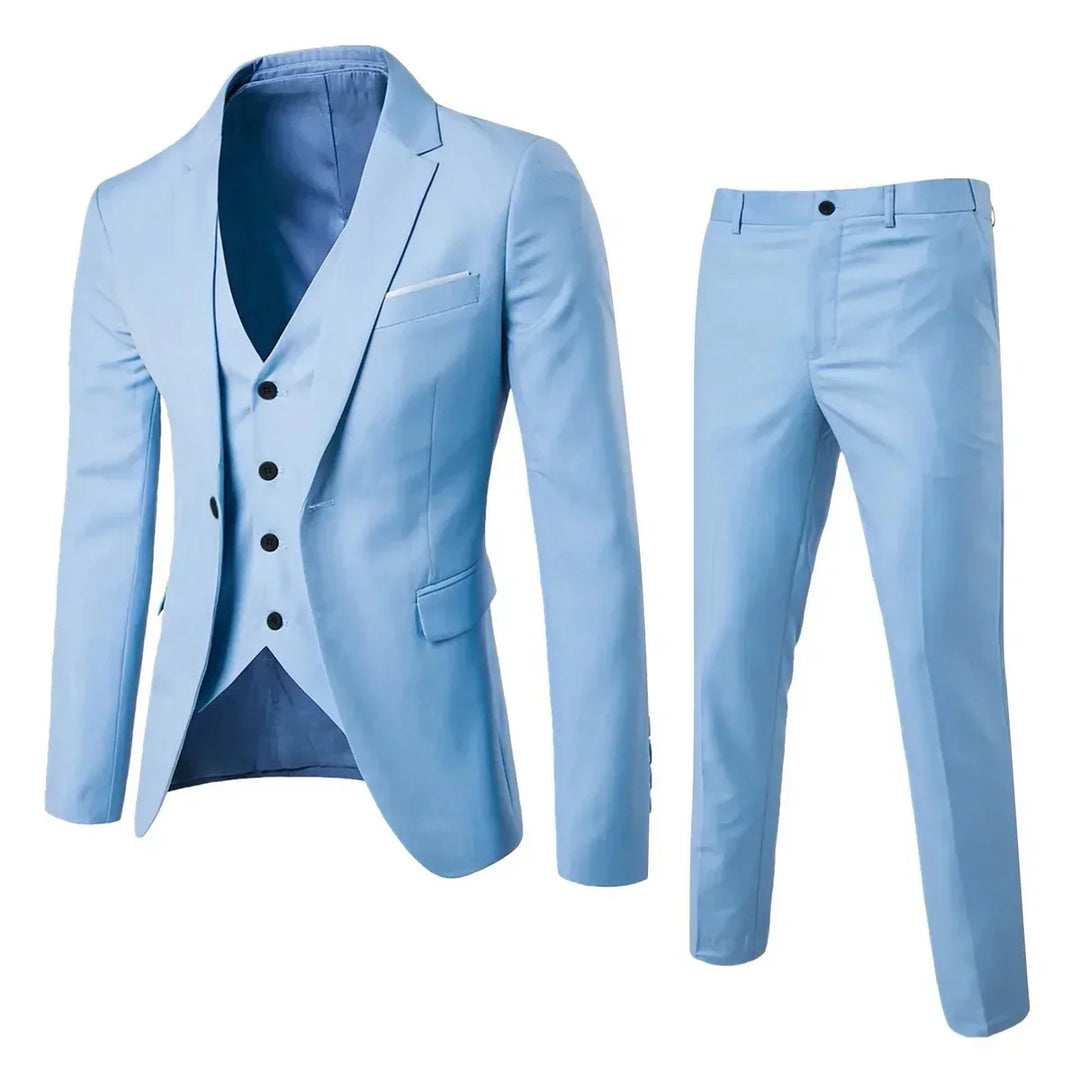 Eleganter Herren Anzug in Marineblau mit Weste und Hose für formelle Anlässe, Business & Feierlichkeiten.