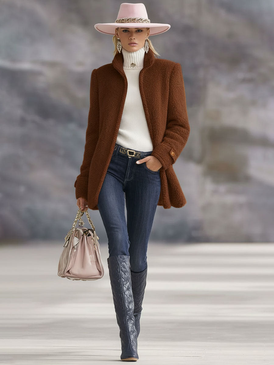 Elegante Damen Winterjacke mit Stehkragen, bietet Wärme & Komfort.