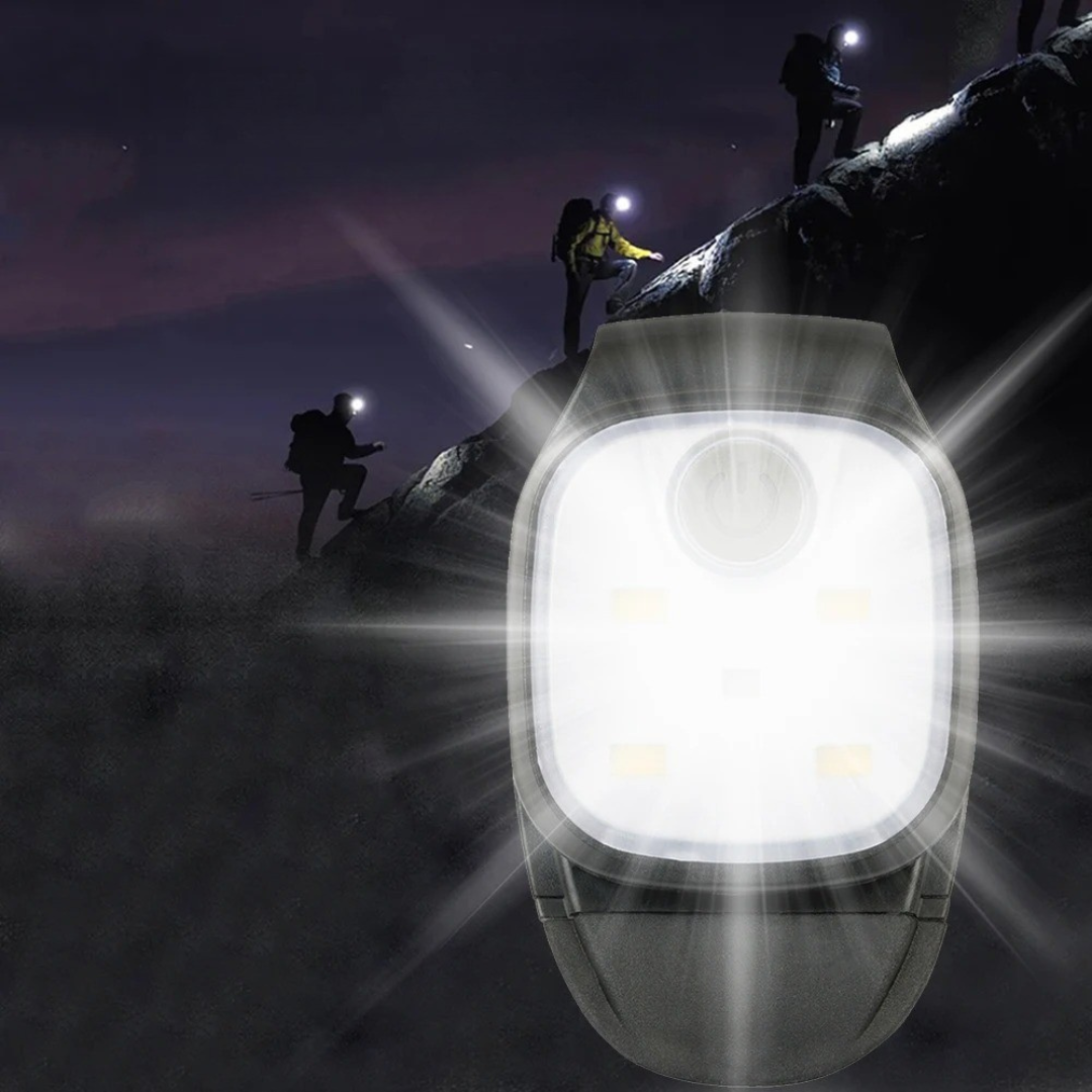Minimalistische LED-Warnleuchte zum Anklippen; ideal für Jogger. Aufladbares Lauflicht für Nacht-Sicherheit.