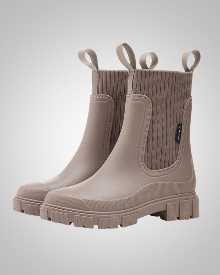 Damen Komfort-Gummistiefel, wasserdicht, im Chelsea-Stil. Perfekt für schlechtes Wetter und Outdoor.