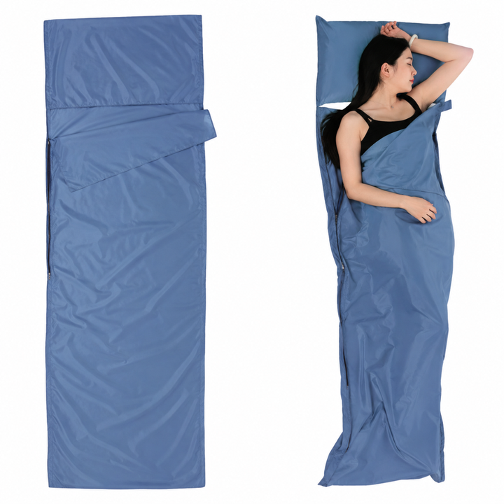 Schützendes Schlafsack-Inlett für Reisende. Leichtes, farbiges Baumwoll-Inlett erhöht Hygiene & Komfort im Schlafsack oder Bett.
